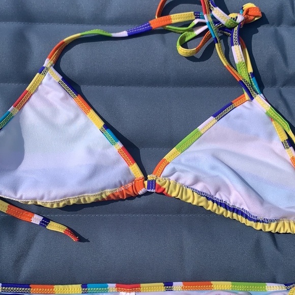 Rainbow Striped String Bikini - Picture 6 of 7